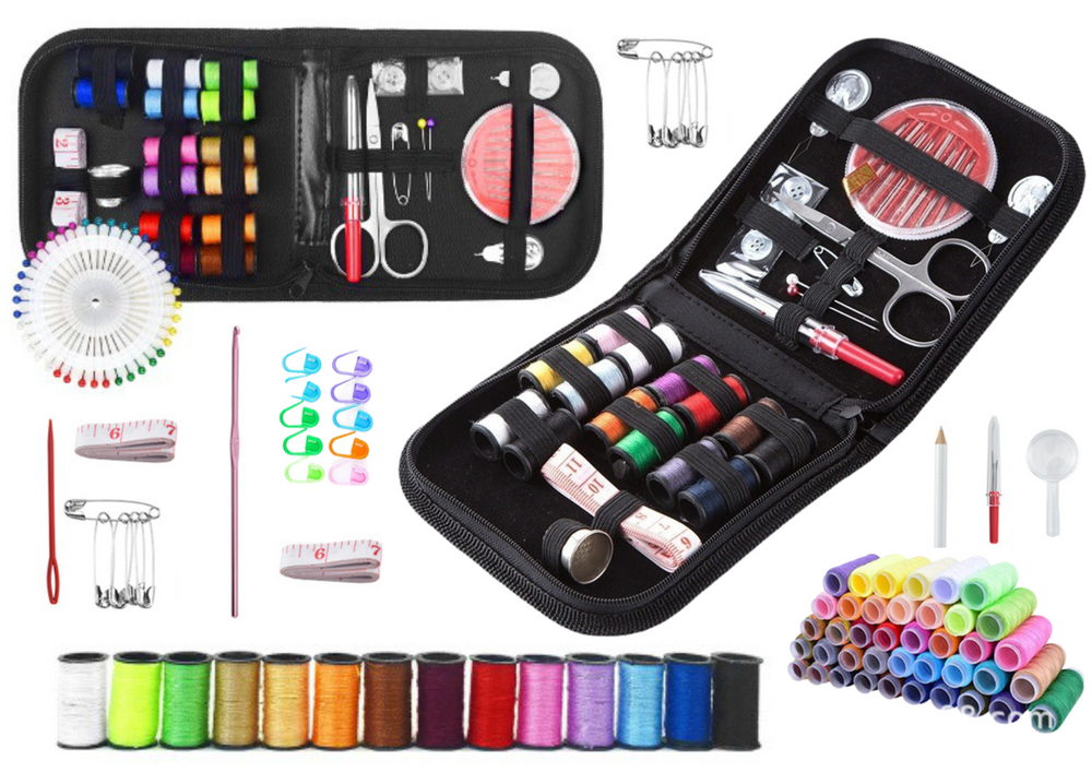 Krejčovská sada na šití v pouzdře 29 dílů s nůžkami a nitěmi
