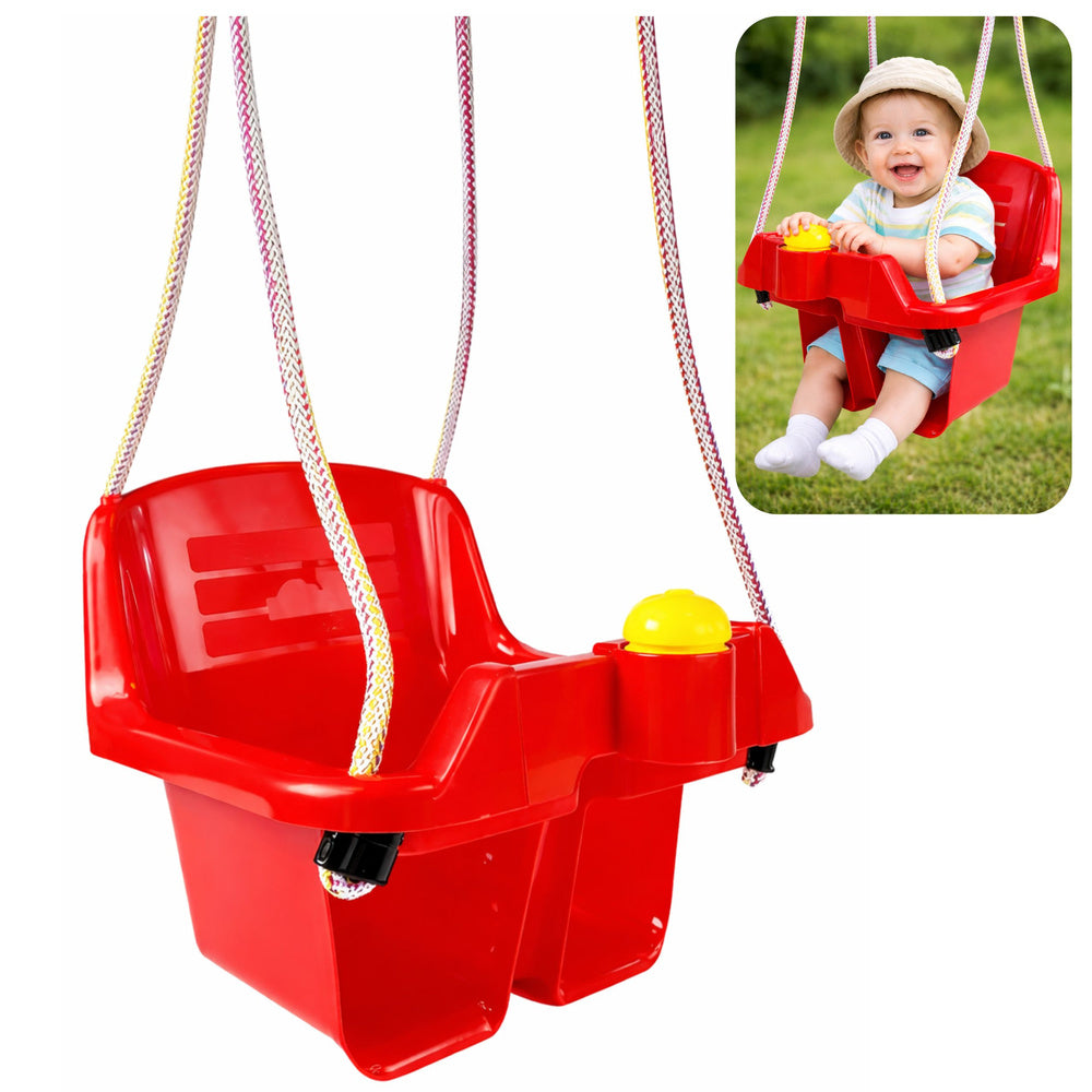 Kubíková houpačka pro děti červená 40 cm – 5237