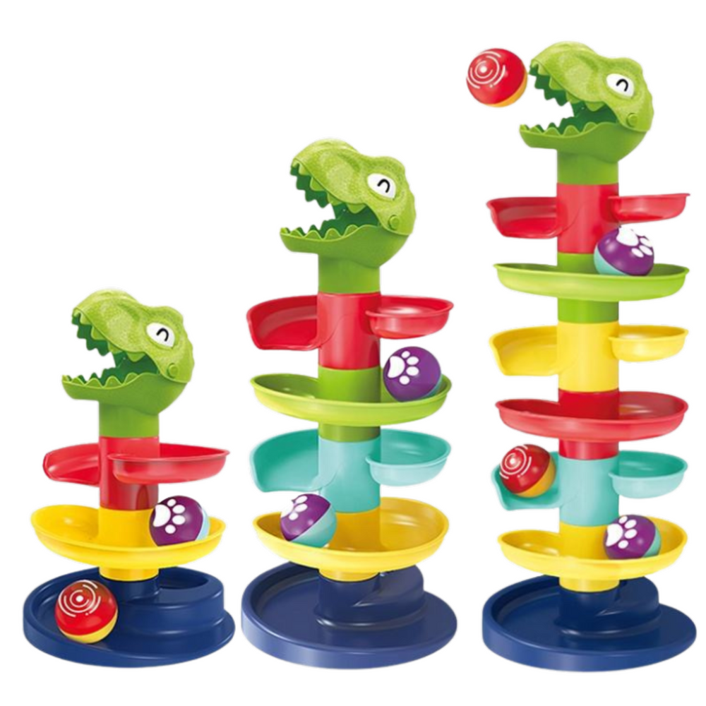 Kuličková věž se skluzavkou Dinosaurus – s 2 míčky | zelená