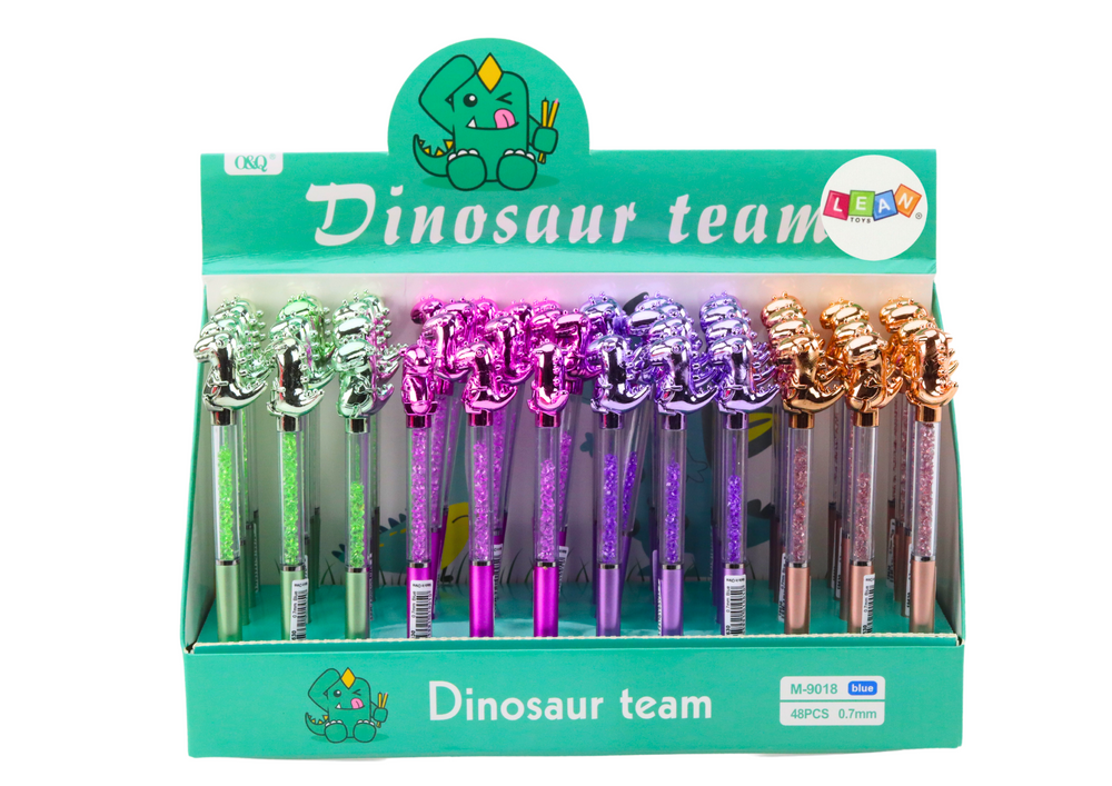 Kuličkové pero s dinosaurem a třpytkami 0,7mm modré