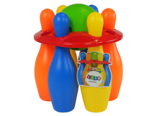 Kuželková hra 6 kuželek s míčkem 26 cm barevná