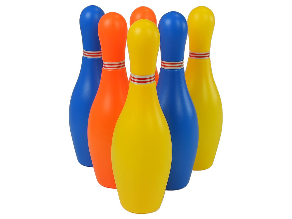 Kuželková hra 6 kuželek s míčkem 26 cm barevná