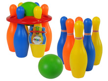 Kuželková hra 6 kuželek s míčkem 26 cm barevná