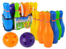 Kuželky dětské 10 ks s 2 koulemi 26 cm barevné