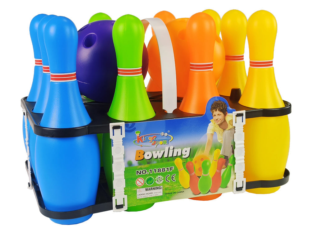 Kuželky dětské 10 ks s 2 koulemi 26 cm barevné