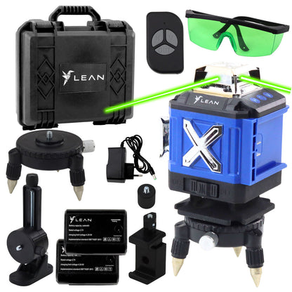 Laserová vodováha 4D 16 linií – s kufrem 2 akumulátory | modrá