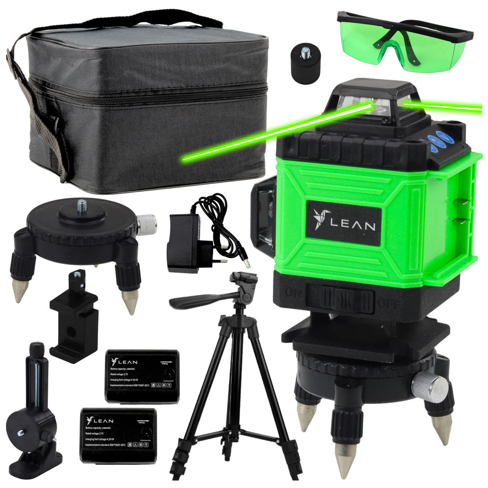 Laserová vodováha 4D 16 linií – se stativem a akumulátory