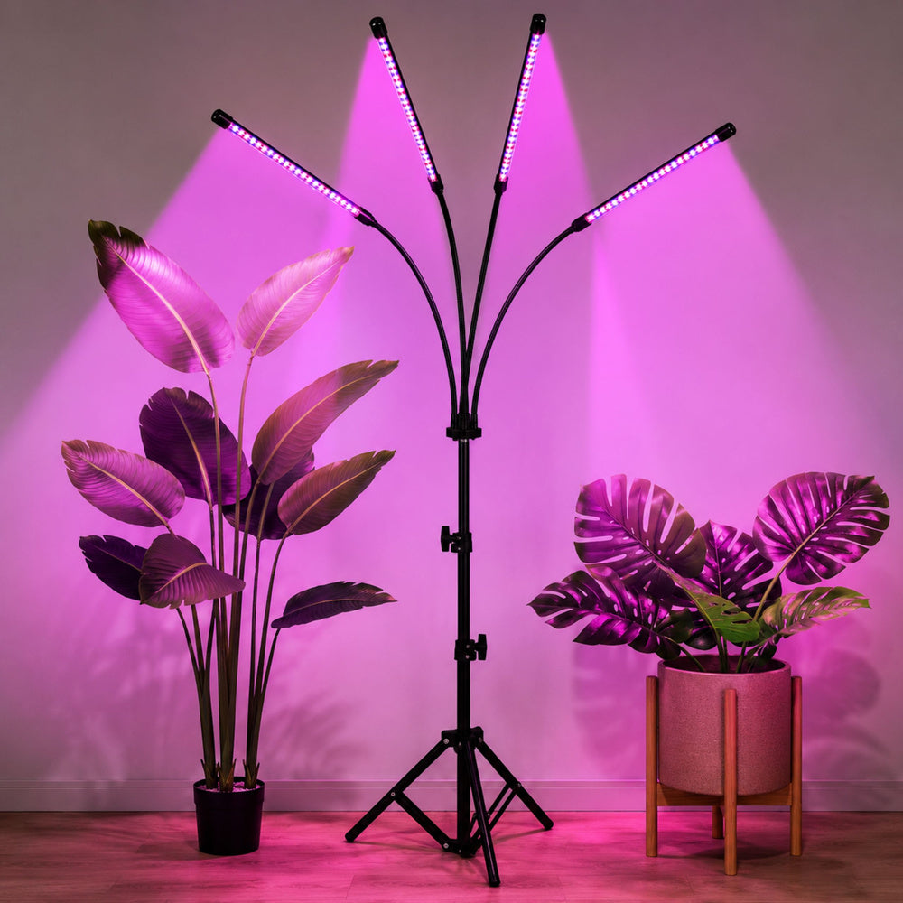 LED lampa pro pěstování rostlin se stativem a 4 panely