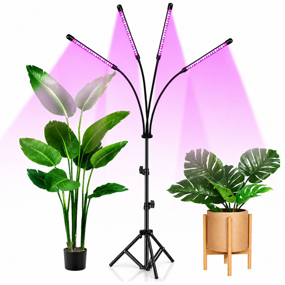 LED lampa pro pěstování rostlin se stativem a 4 panely