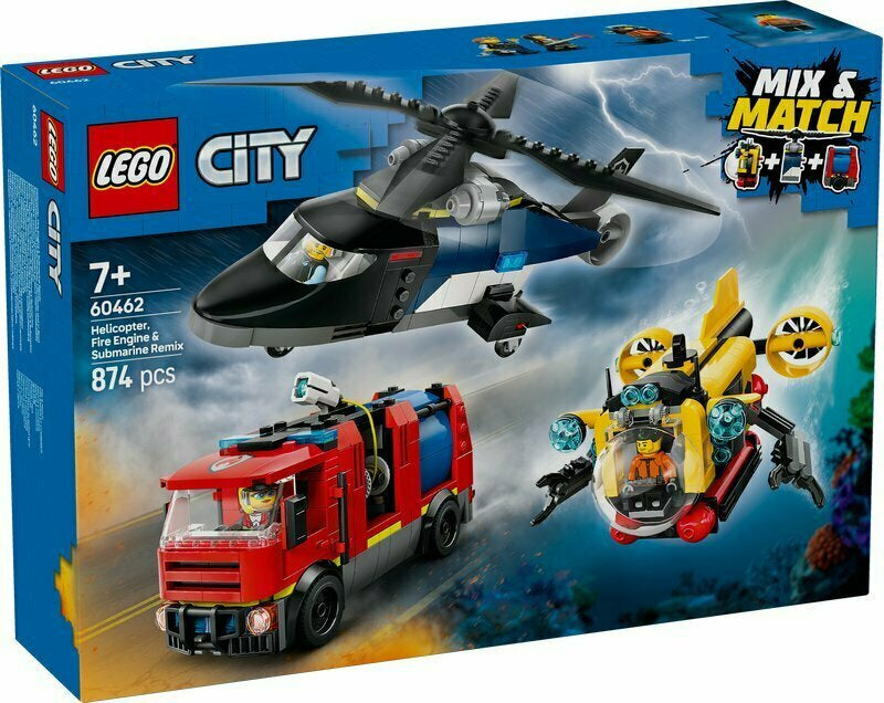 LEGO City hasičské auto helikoptéra a ponorka 60462 – 3v1