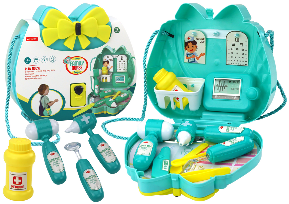 Lékařský set doktor v taštičce – se šňůrkou | turkusový