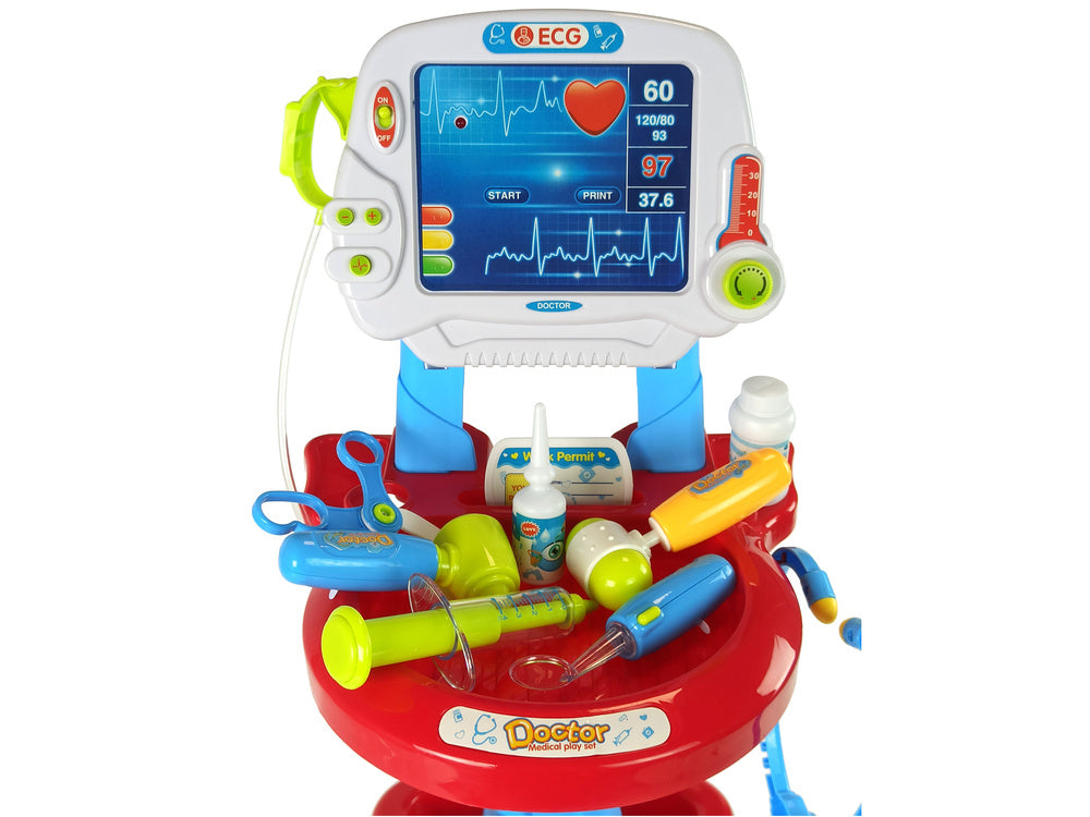 Lékařský set na vozíku s EKG přístrojem 17 dílů