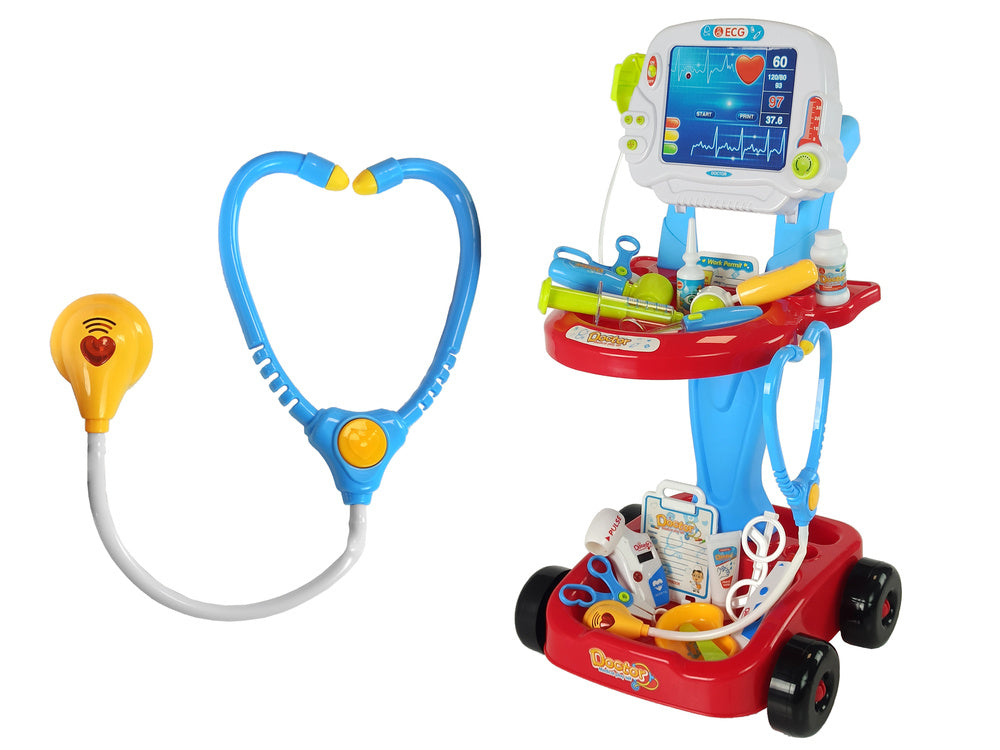 Lékařský set na vozíku s EKG přístrojem 17 dílů