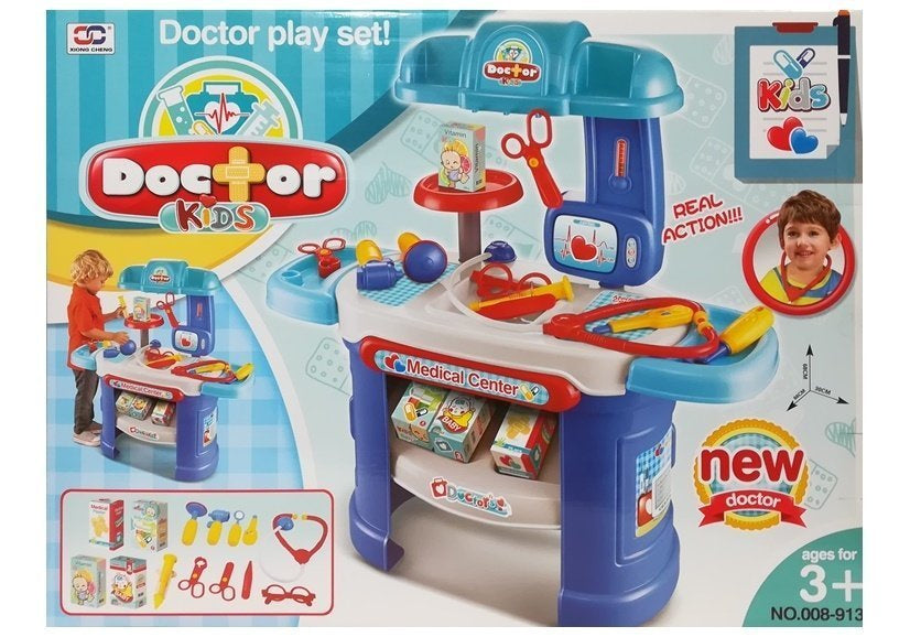 Lékařský set s ordinací a příslušenstvím modrý