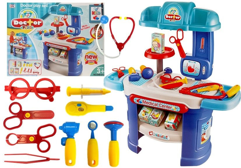 Lékařský set s ordinací a příslušenstvím modrý