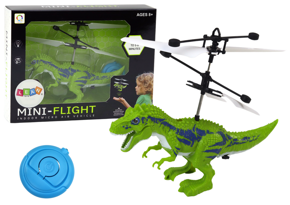 Létající dinosaurus helikoptéra – ovládání rukou | zelený