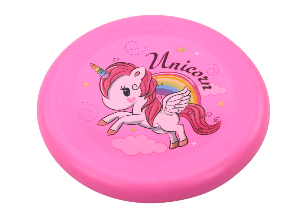 Létající disk frisbee s jednorožcem – 20cm růžový