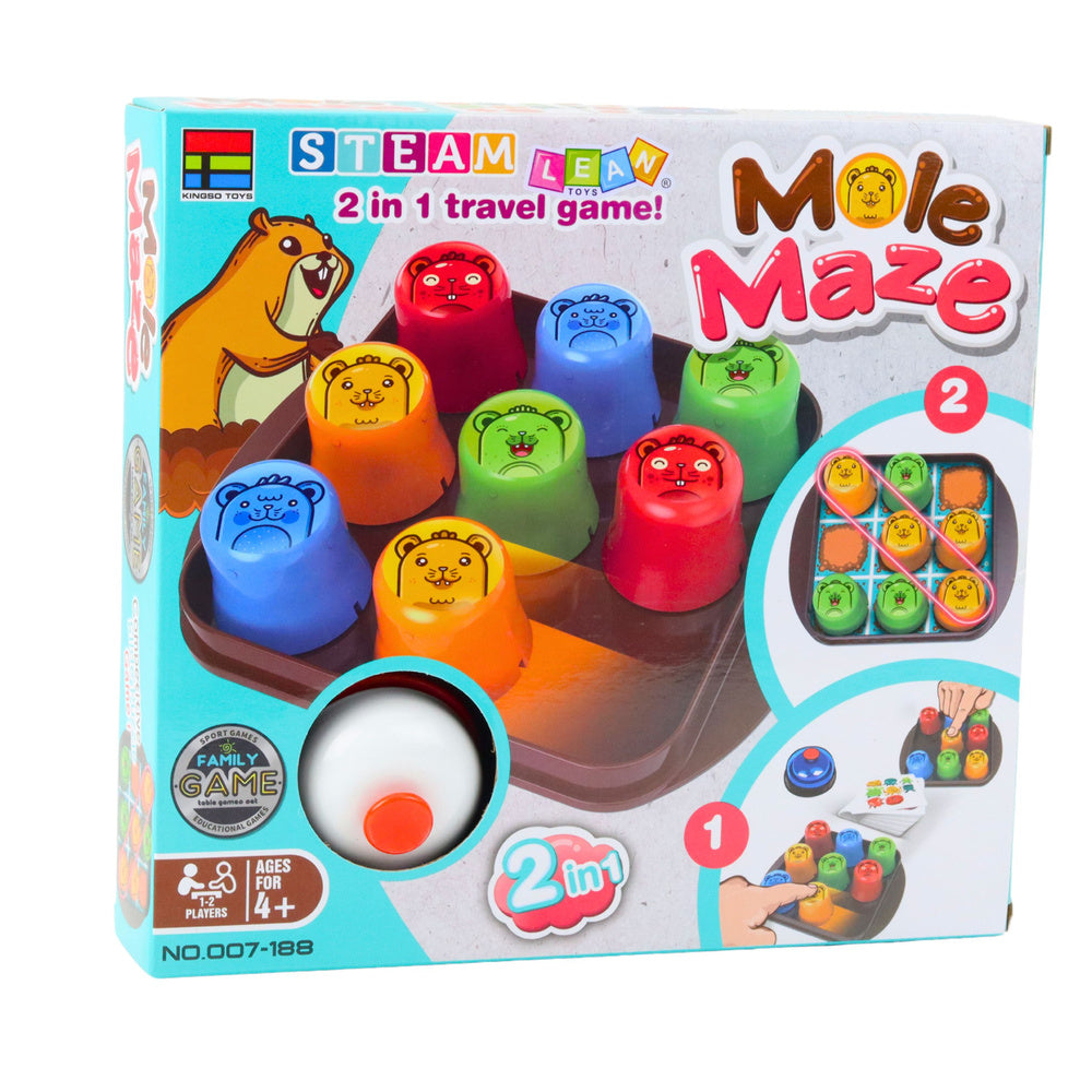 Logická hra 2v1 rychlé kelímky a piškvorky – Mole Maze