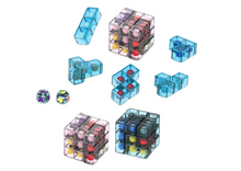 Logická kostka puzzle s barevnými kuličkami růžová