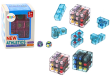 Logická kostka puzzle s barevnými kuličkami růžová