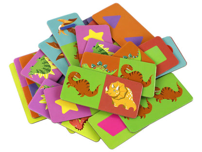 Logické puzzle domino s dinosaury – oboustranné 28 dílků