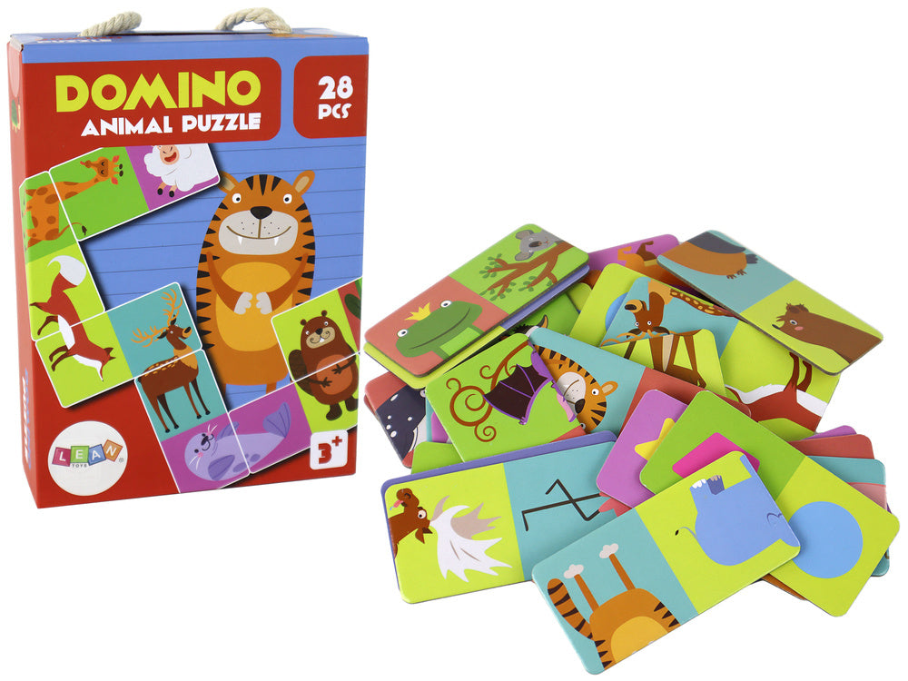 Logické puzzle domino se zvířátky – oboustranné 28 dílků