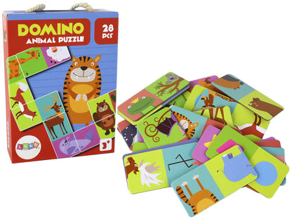 Logické puzzle domino se zvířátky – oboustranné 28 dílků