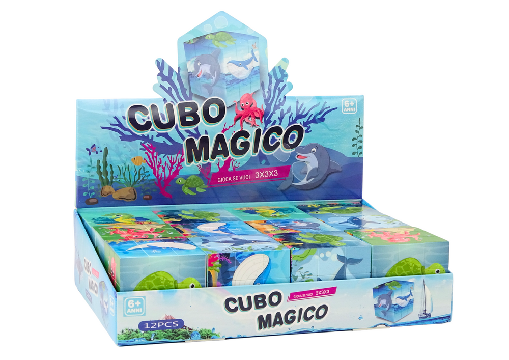 Magická kostka puzzle mořská zvířata – logická hra 5,5 cm