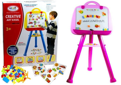 Magnetická kreslicí tabule stojací – s písmenky a čísly | růžová