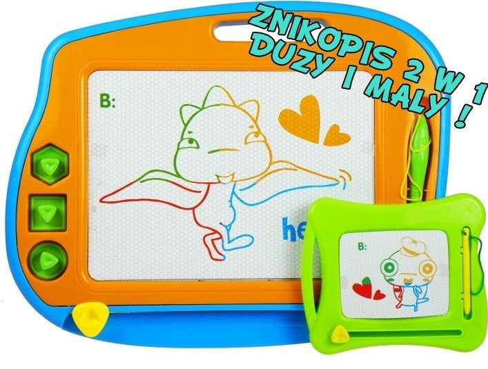 Magnetická kreslicí tabulka 2v1 velká a malá se 3 razítky