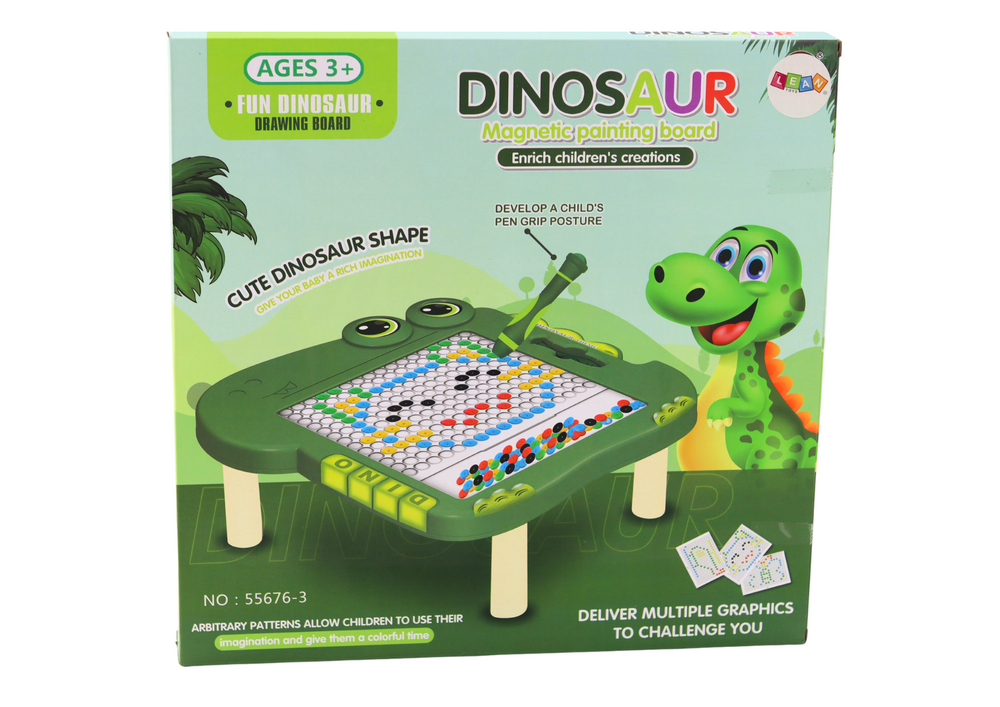 Magnetická kreslicí tabulka dinosaurus s korálky a rysíkem zelená