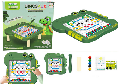 Magnetická kreslicí tabulka dinosaurus s korálky a rysíkem zelená