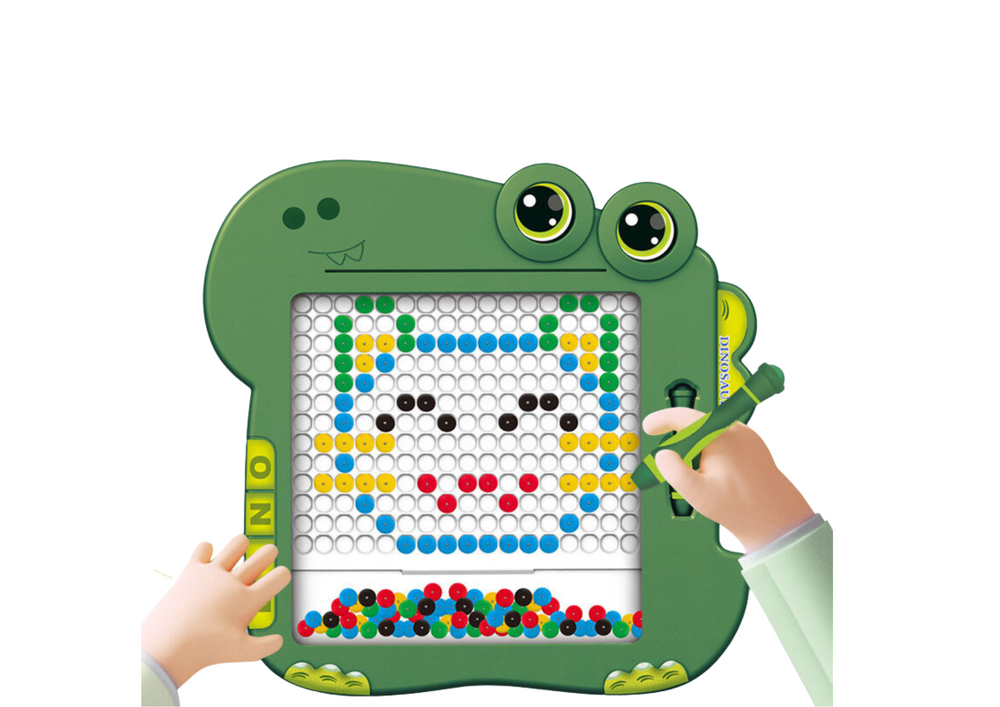 Magnetická kreslicí tabulka dinosaurus s korálky a rysíkem zelená
