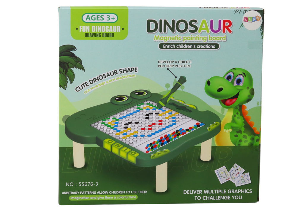 Magnetická kreslicí tabulka dinosaurus – s korálky zelená