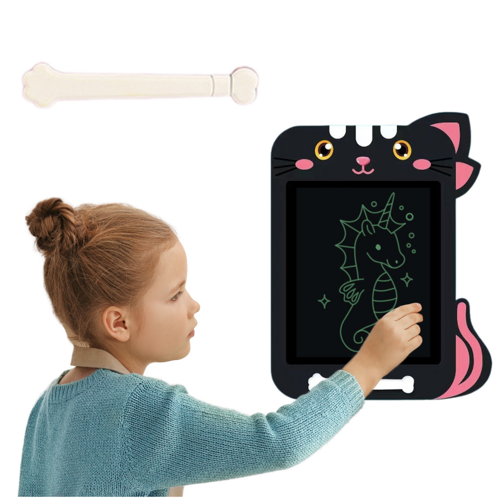 Magnetická kreslicí tabulka LCD – s rysíkem kotek | černá