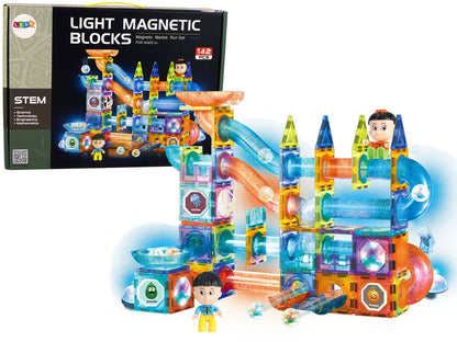 Magnetická kuličková dráha – se světly 142 dílů