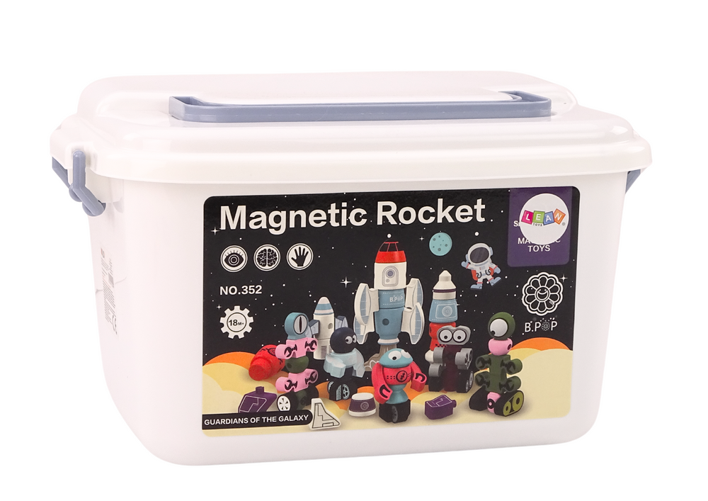 Magnetické kostky Kosmos raketa 56 dílů – s kufříkem