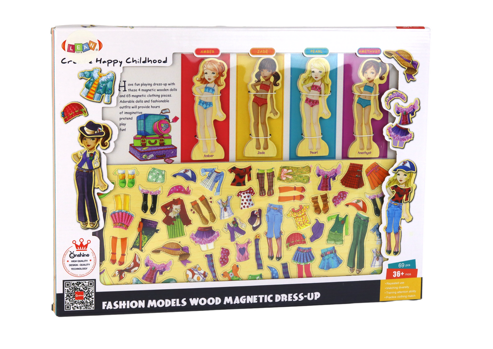 Magnetické puzzle panenky oblékání – 65 dílů oblečení
