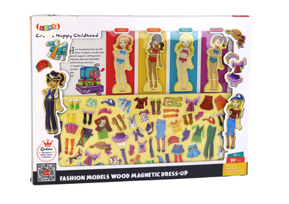Magnetické puzzle panenky oblékání – 65 dílů oblečení