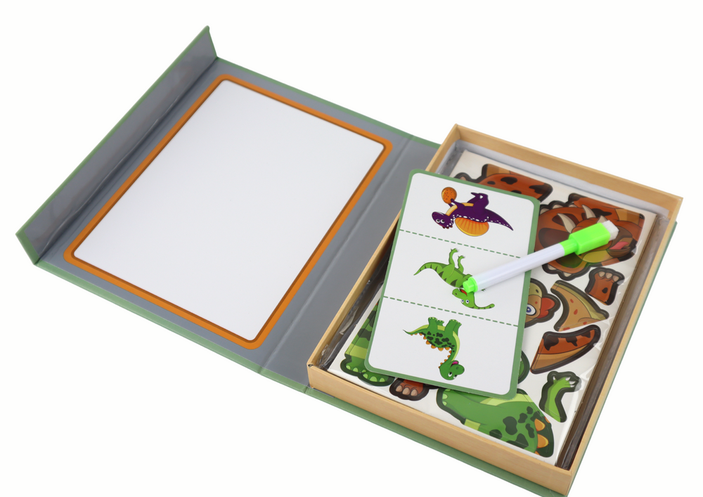 Magnetické puzzle s dinosaury – s kreslicí tabulkou