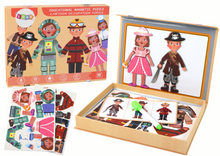 Magnetické puzzle s kreslicí postav – s tabulkou a pisakem