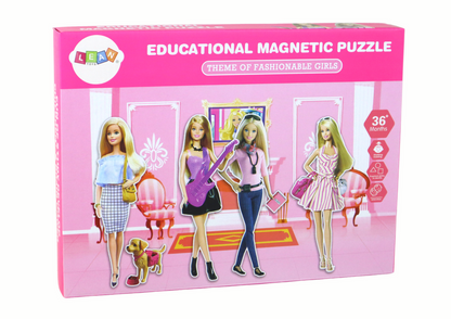 Magnetické puzzle s panenkami – oblečky a kreslicí tabulka