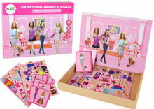 Magnetické puzzle s panenkami – oblečky a kreslicí tabulka