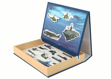 Magnetické puzzle s vojenskými loděmi – s tabulkou kreslení