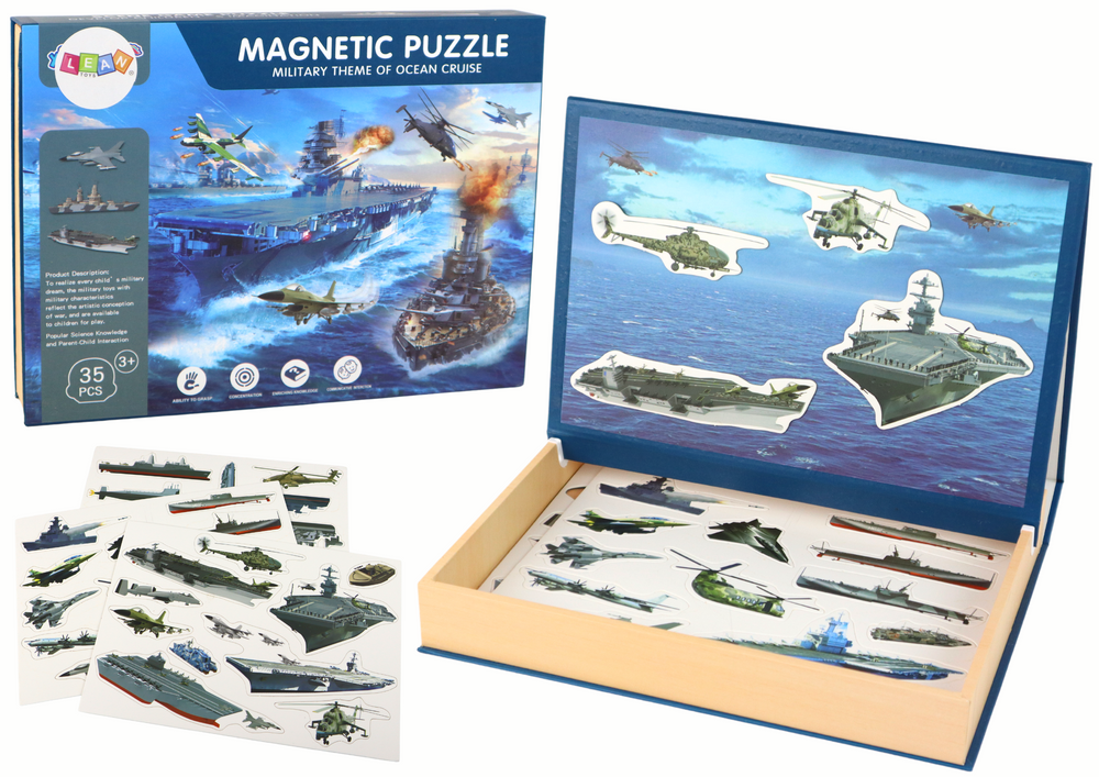 Magnetické puzzle s vojenskými loděmi – s tabulkou kreslení