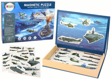 Magnetické puzzle s vojenskými loděmi – s tabulkou kreslení