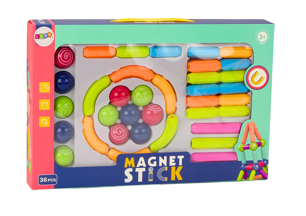 Magnetické stavební kostky 36ks – barevné konstrukční