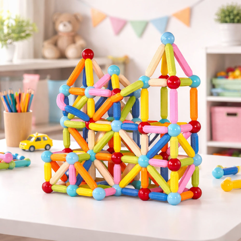 Magnetické stavební kostky 3D 166 dílů v krabici