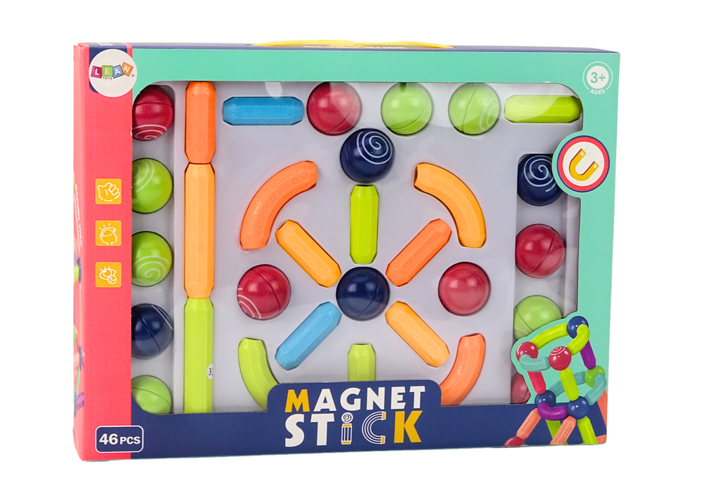 Magnetické stavební kostky 46 dílů – barevné konstrukční