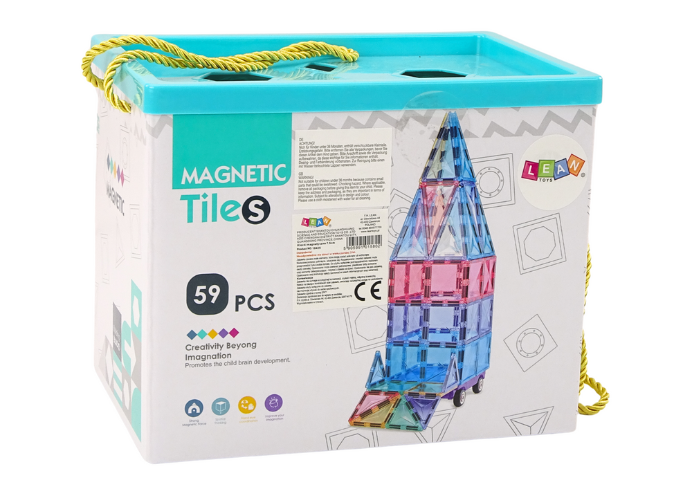 Magnetické stavební panely 59 kusů – barevná sada pro děti